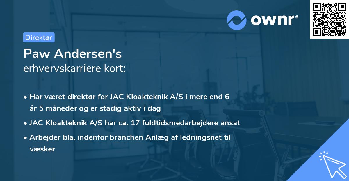 Paw Andersen's erhvervskarriere kort