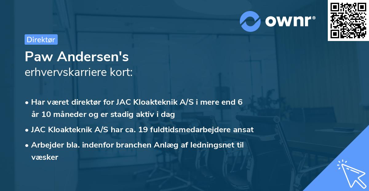Paw Andersen's erhvervskarriere kort