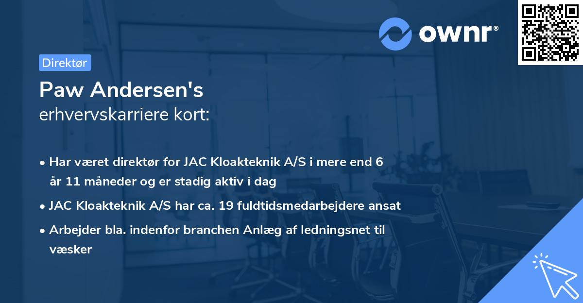 Paw Andersen's erhvervskarriere kort
