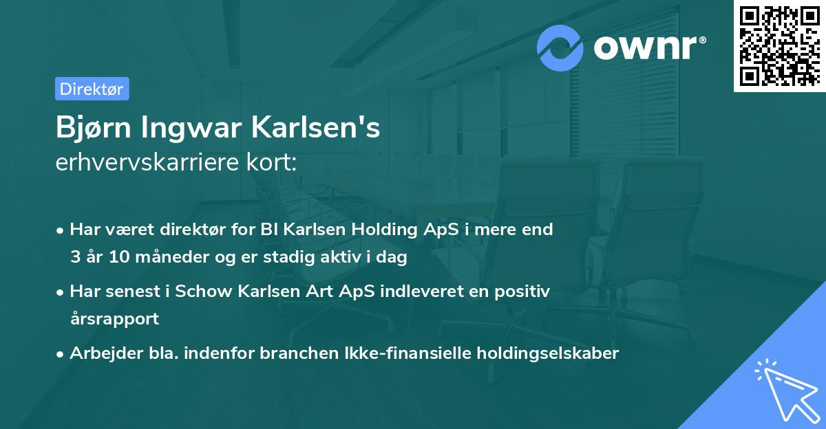 Bjørn Ingwar Karlsen's erhvervskarriere kort