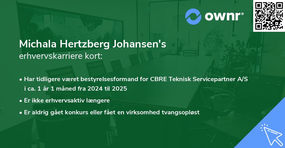Michala Hertzberg Johansen's erhvervskarriere kort