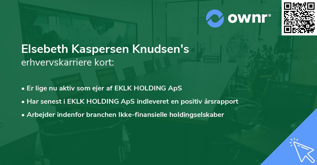 Elsebeth Kaspersen Knudsen's erhvervskarriere kort