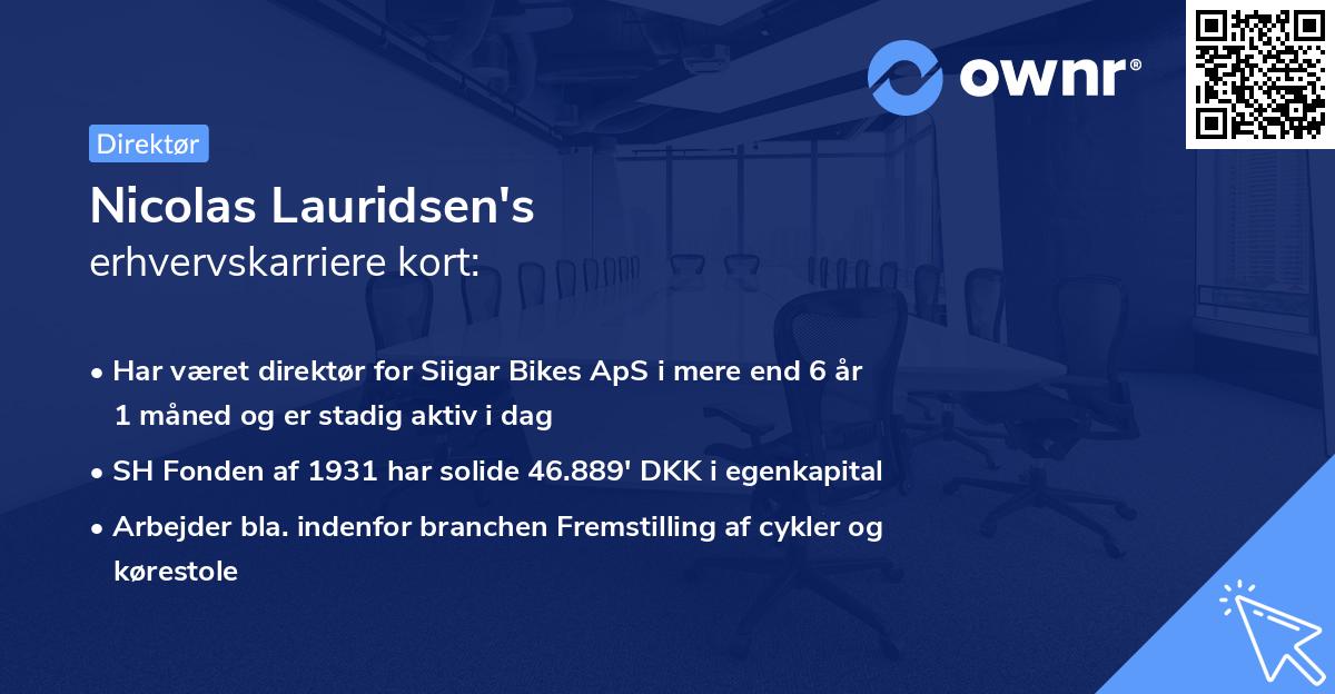 Nicolas Lauridsen's erhvervskarriere kort