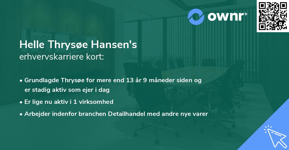 Helle Thrysøe Hansen's erhvervskarriere kort