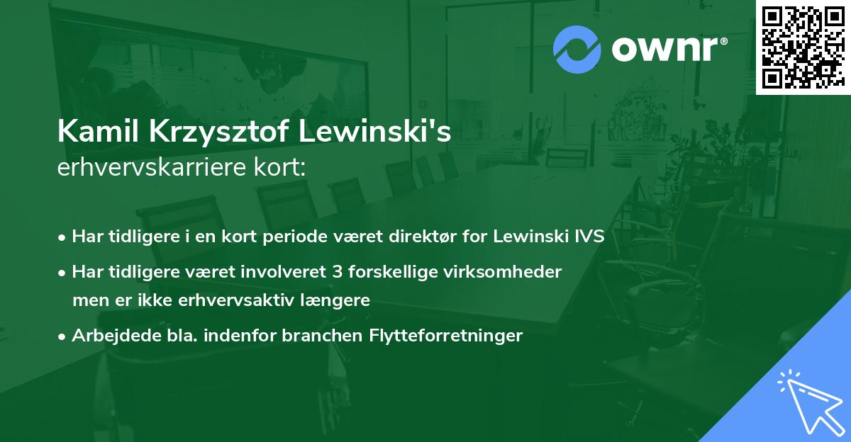 Kamil Krzysztof Lewinski's erhvervskarriere kort