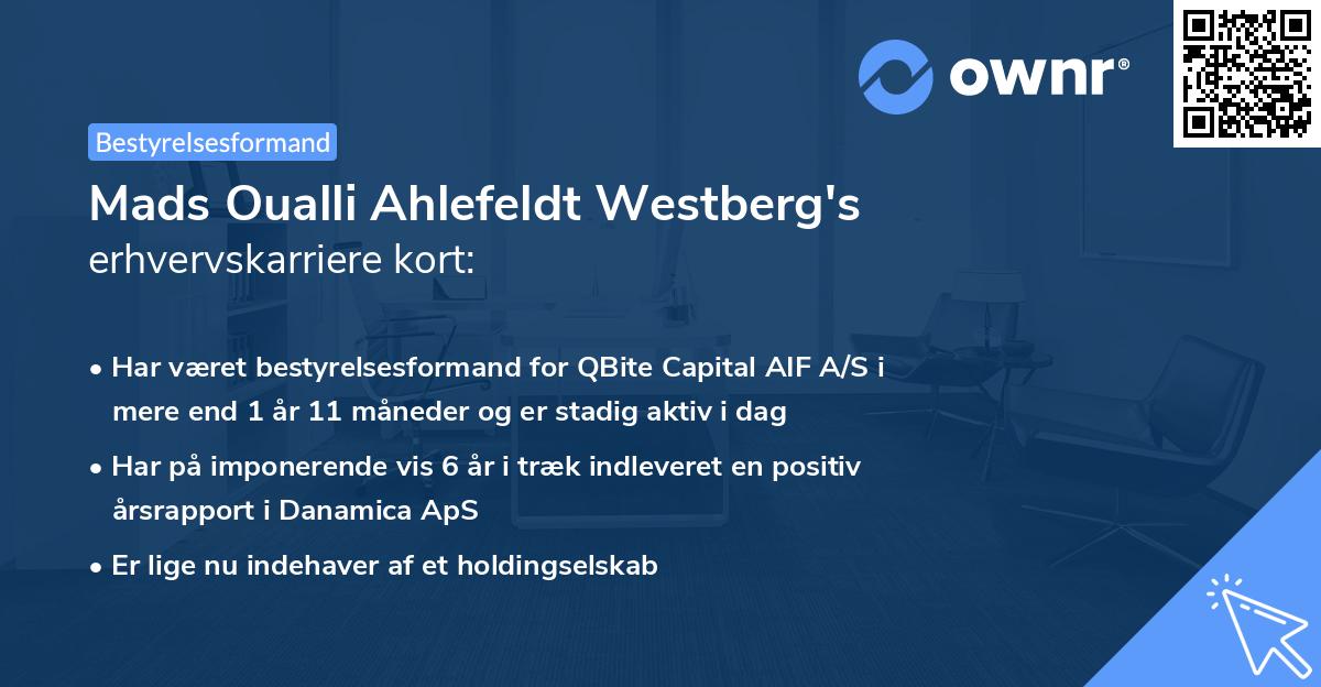 Mads Oualli Ahlefeldt Westberg's erhvervskarriere kort