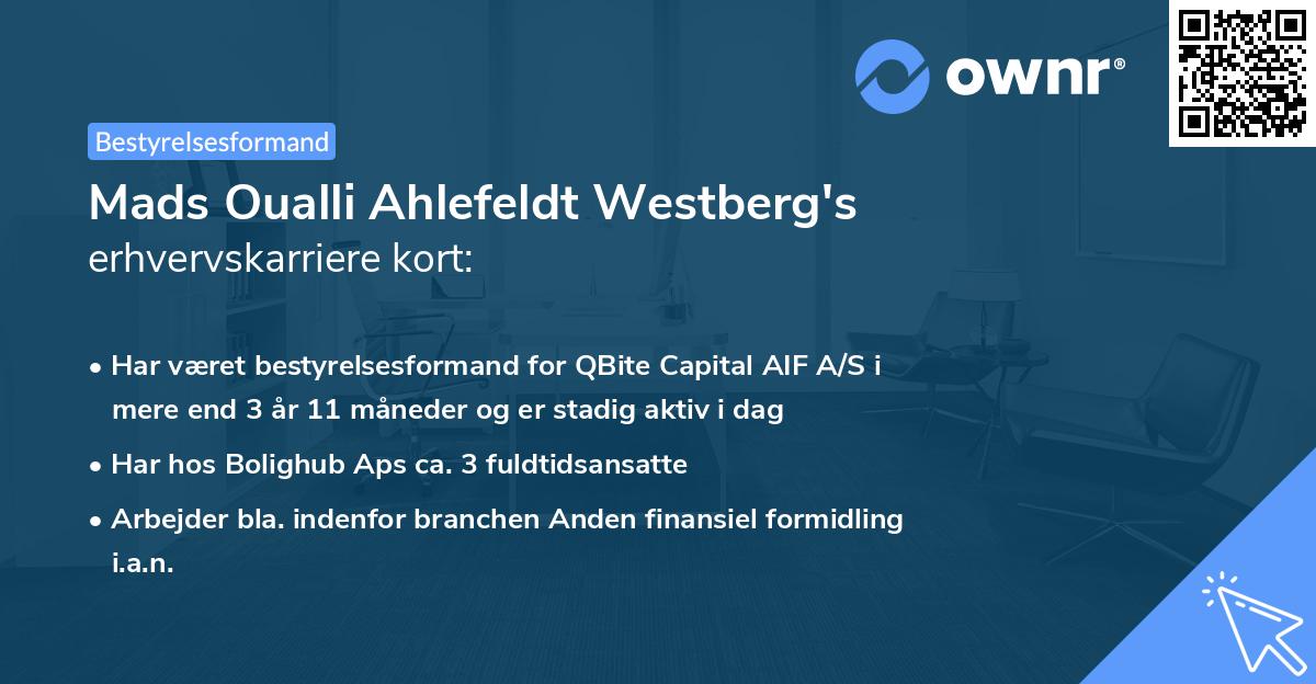 Mads Oualli Ahlefeldt Westberg's erhvervskarriere kort
