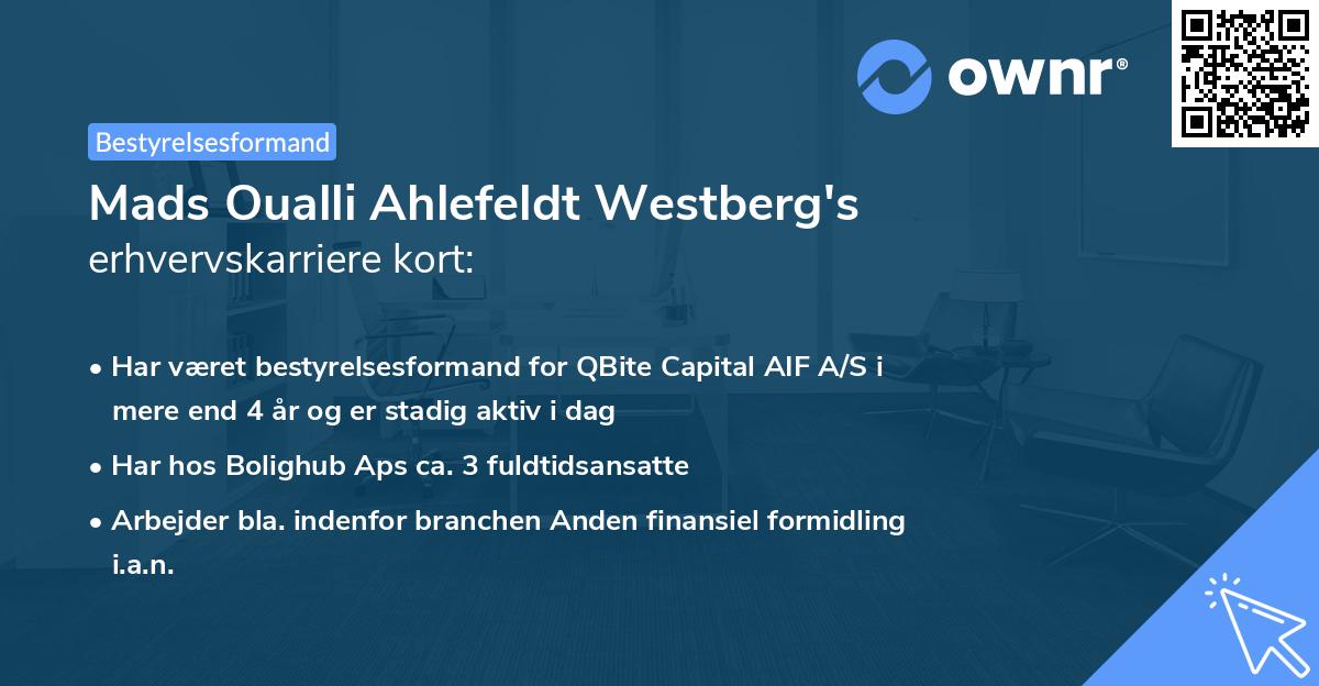 Mads Oualli Ahlefeldt Westberg's erhvervskarriere kort