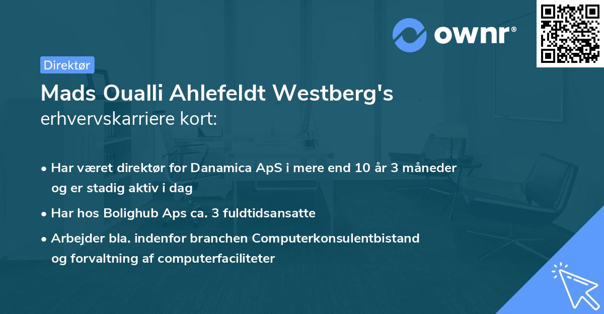 Mads Oualli Ahlefeldt Westberg's erhvervskarriere kort