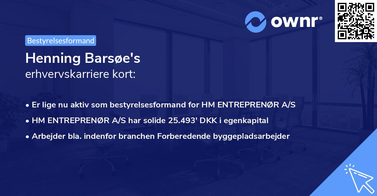 Henning Barsøe's erhvervskarriere kort