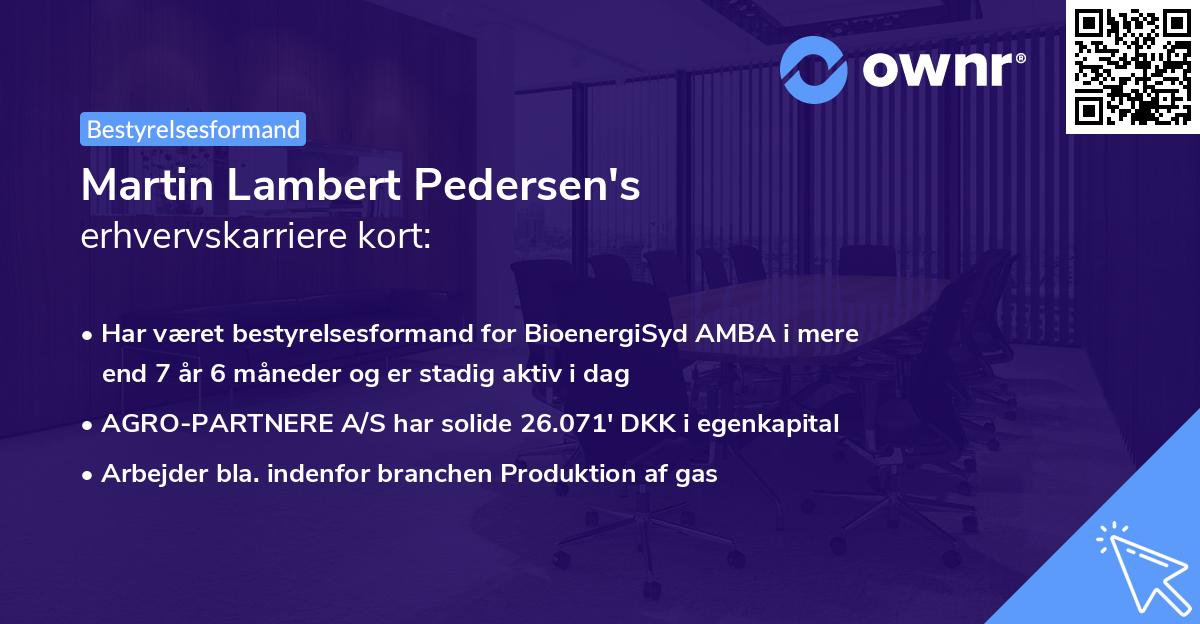 Martin Lambert Pedersen's erhvervskarriere kort