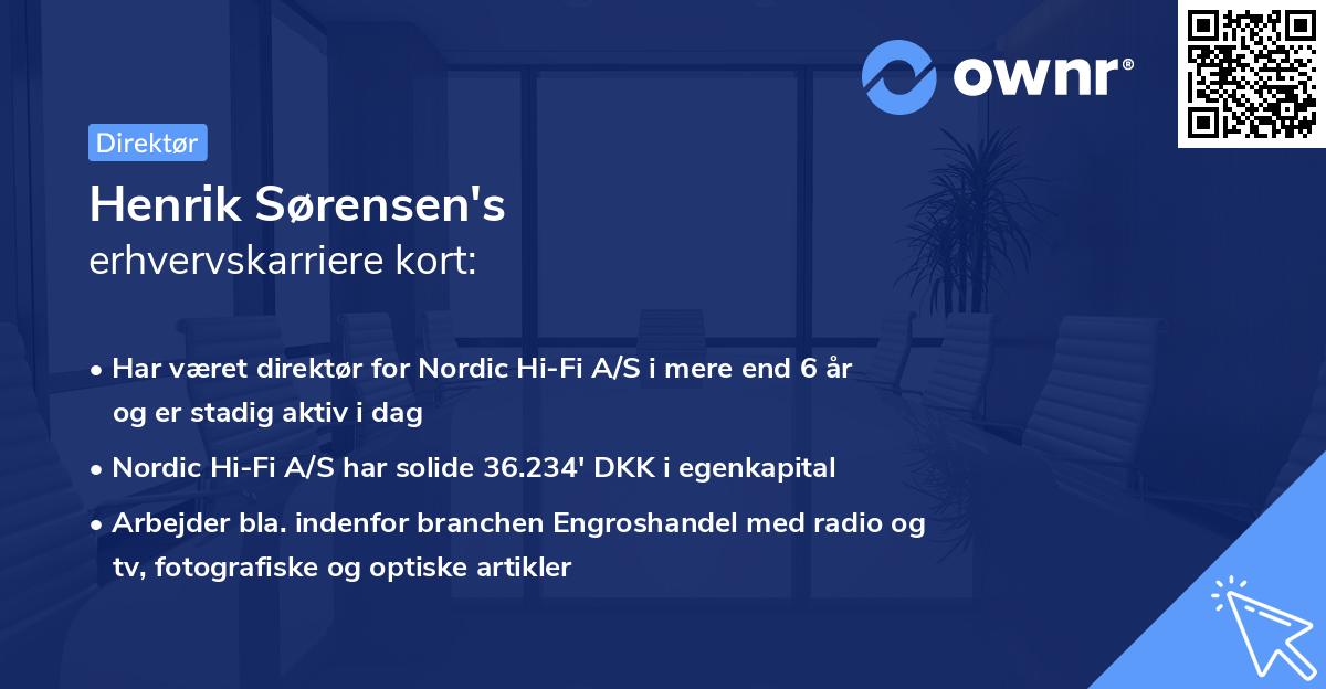 Henrik Sørensen's erhvervskarriere kort
