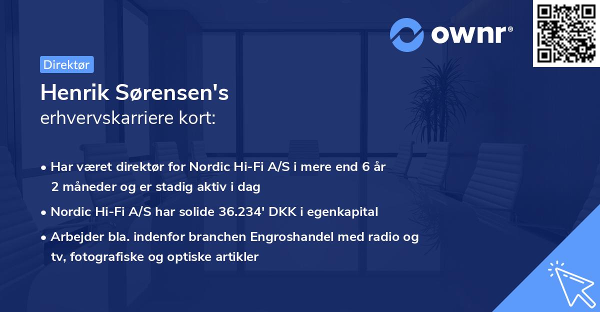 Henrik Sørensen's erhvervskarriere kort