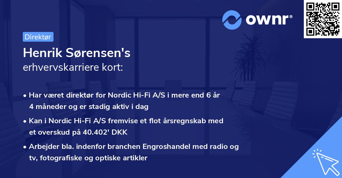 Henrik Sørensen's erhvervskarriere kort