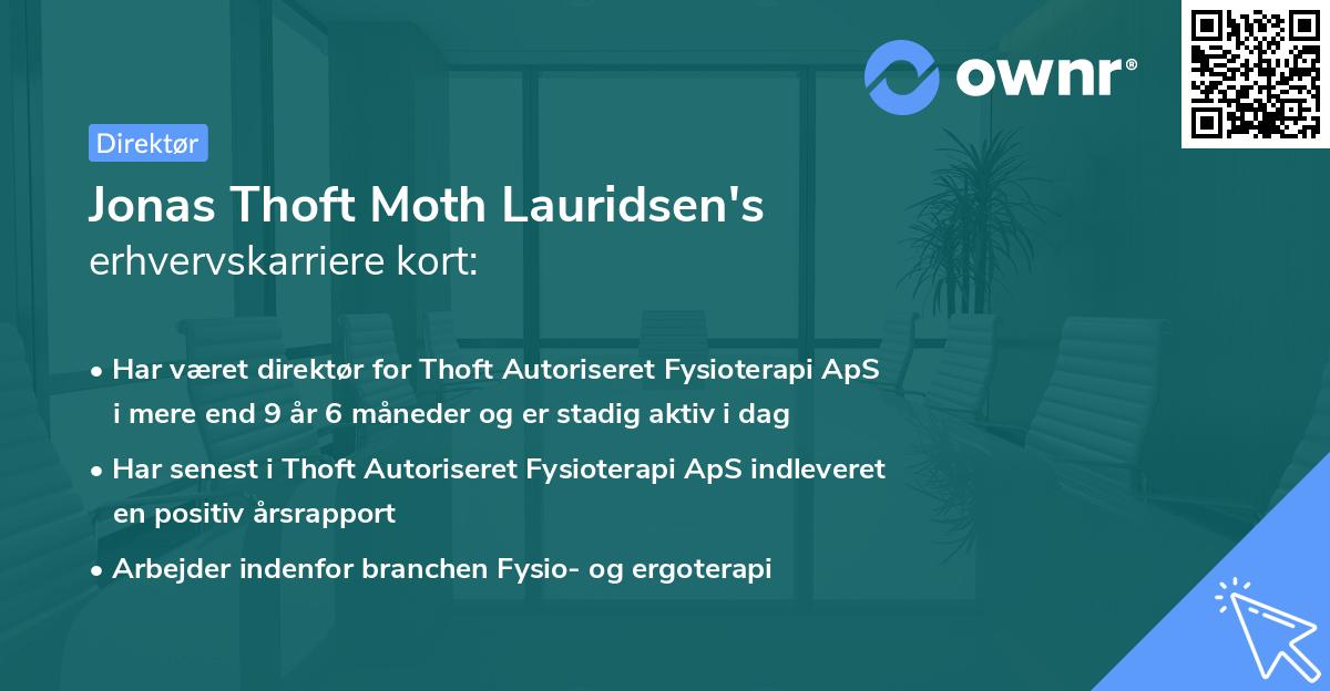 Jonas Thoft Moth Lauridsen's erhvervskarriere kort