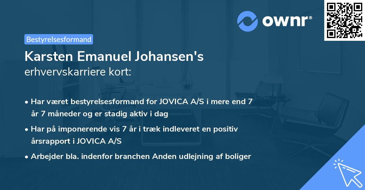 Karsten Emanuel Johansen's erhvervskarriere kort