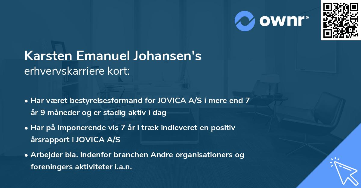 Karsten Emanuel Johansen's erhvervskarriere kort