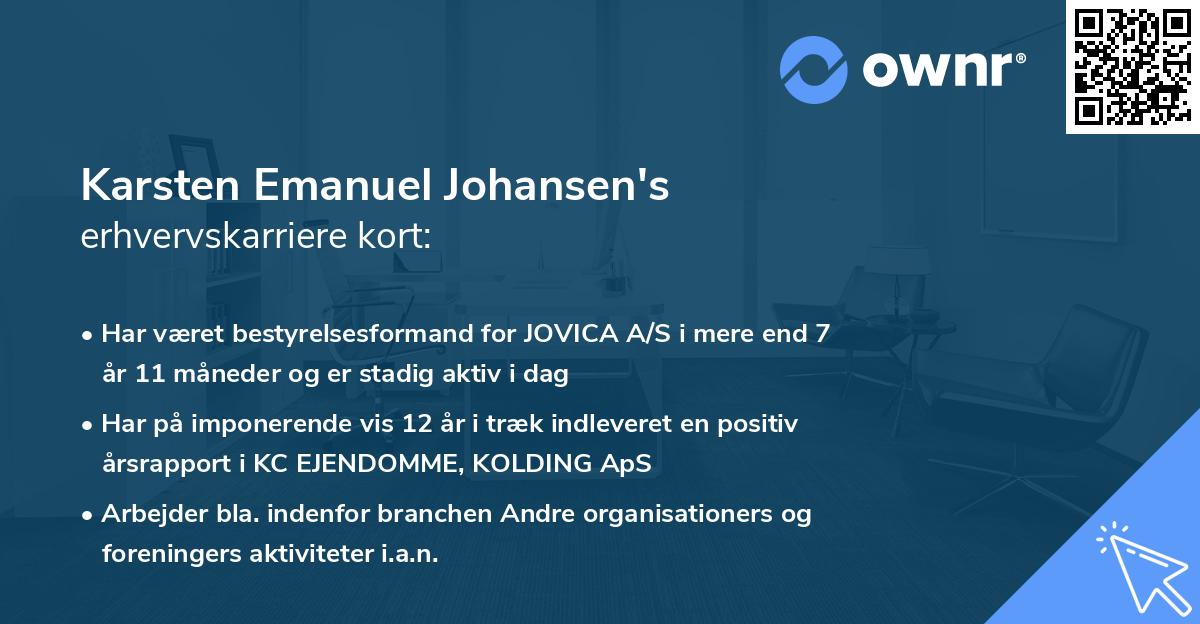 Karsten Emanuel Johansen's erhvervskarriere kort