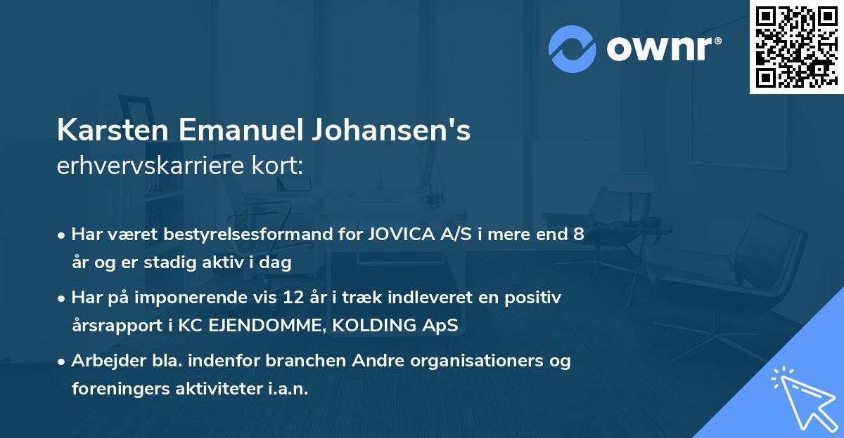 Karsten Emanuel Johansen's erhvervskarriere kort