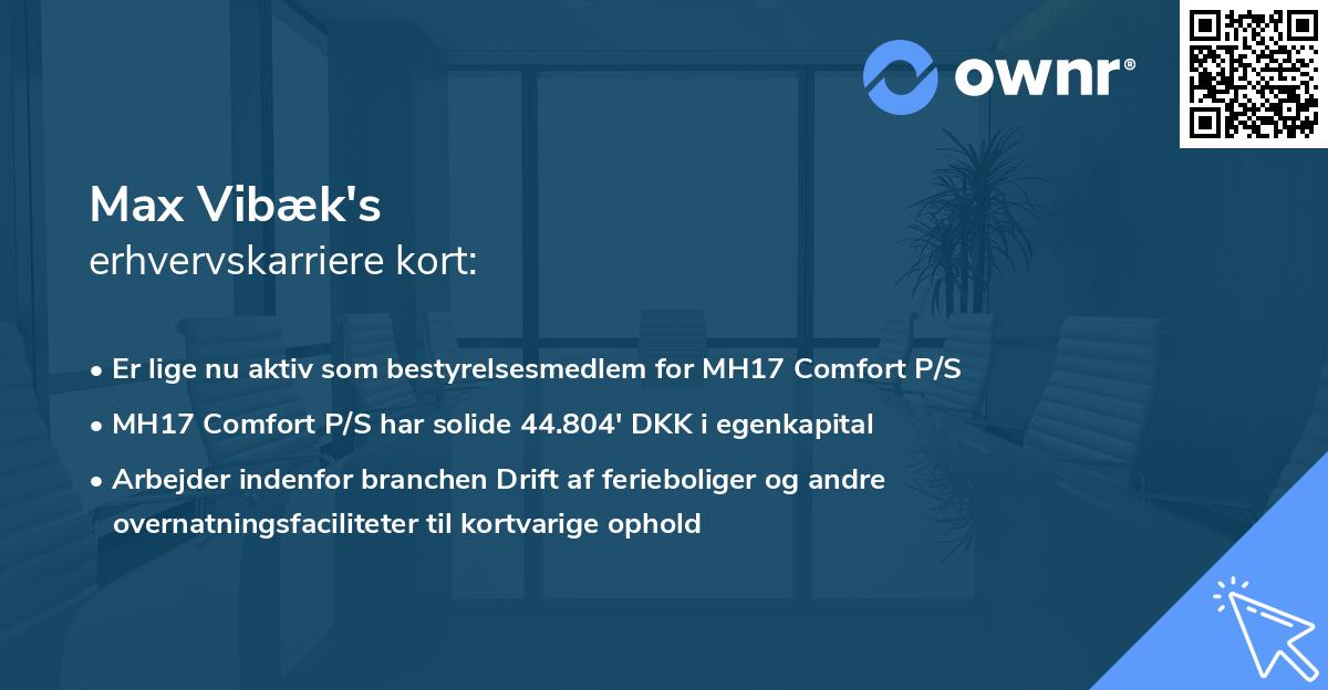 Max Vibæk's erhvervskarriere kort