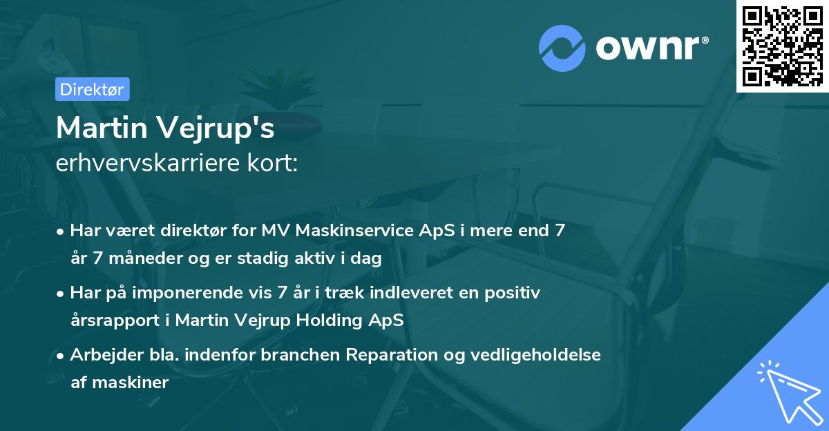 Martin Vejrup's erhvervskarriere kort