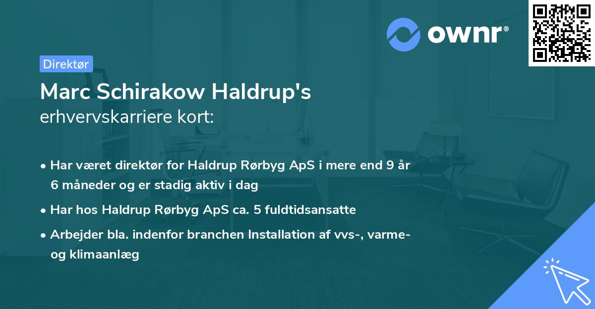 Marc Schirakow Haldrup's erhvervskarriere kort