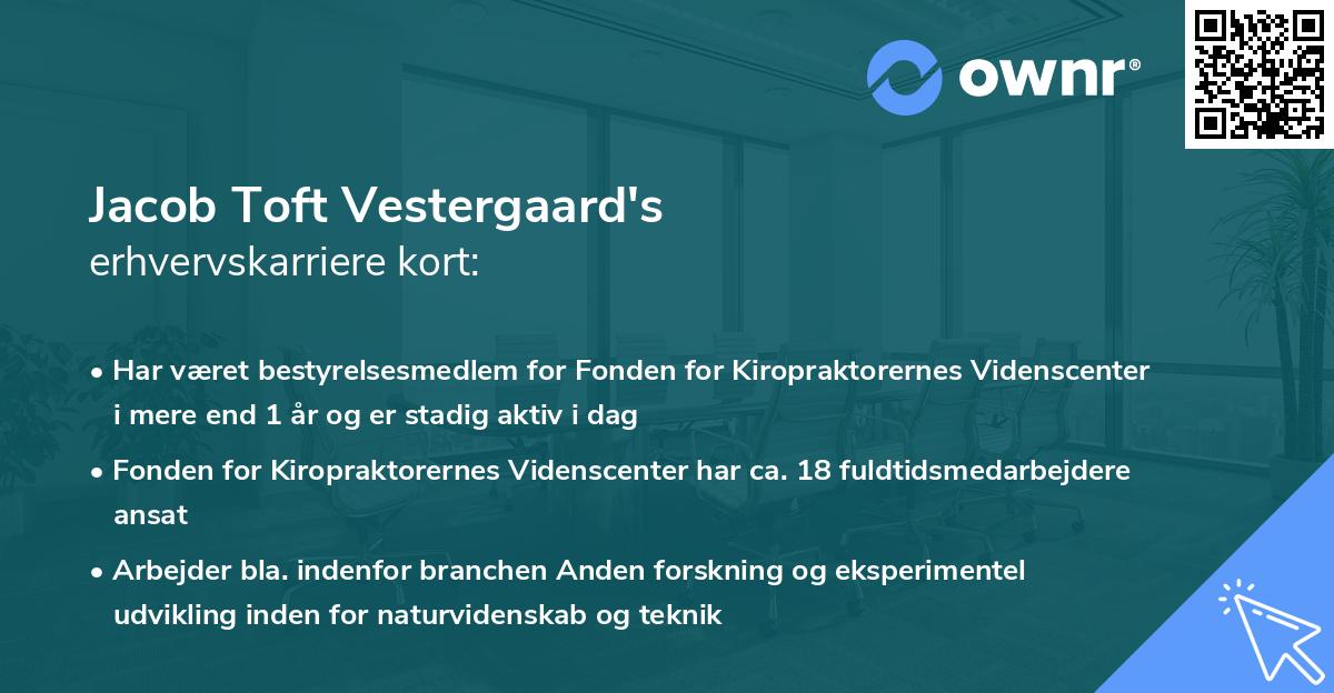 Jacob Toft Vestergaard's erhvervskarriere kort