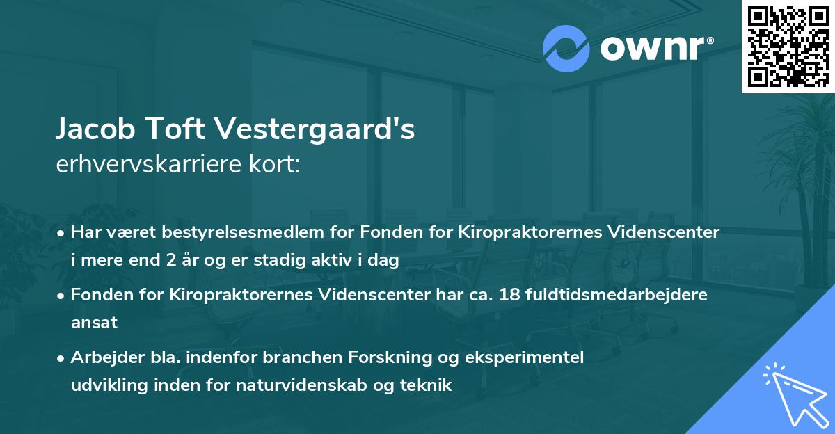 Jacob Toft Vestergaard's erhvervskarriere kort