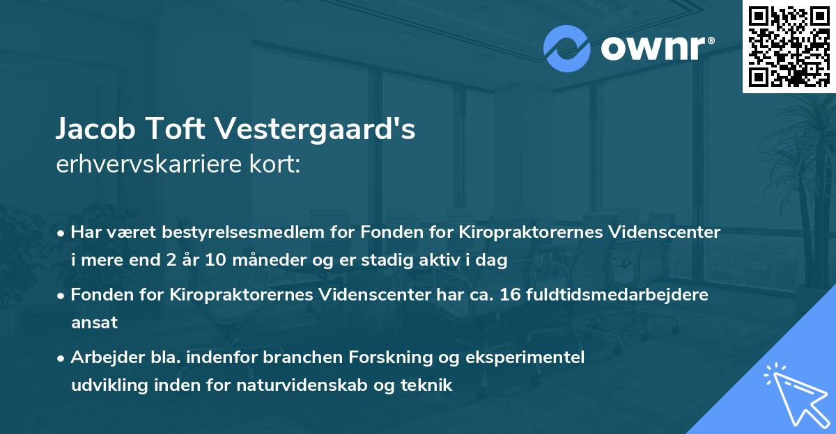 Jacob Toft Vestergaard's erhvervskarriere kort