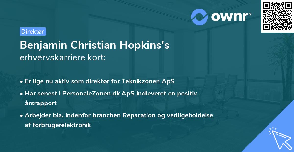 Benjamin Christian Hopkins's erhvervskarriere kort