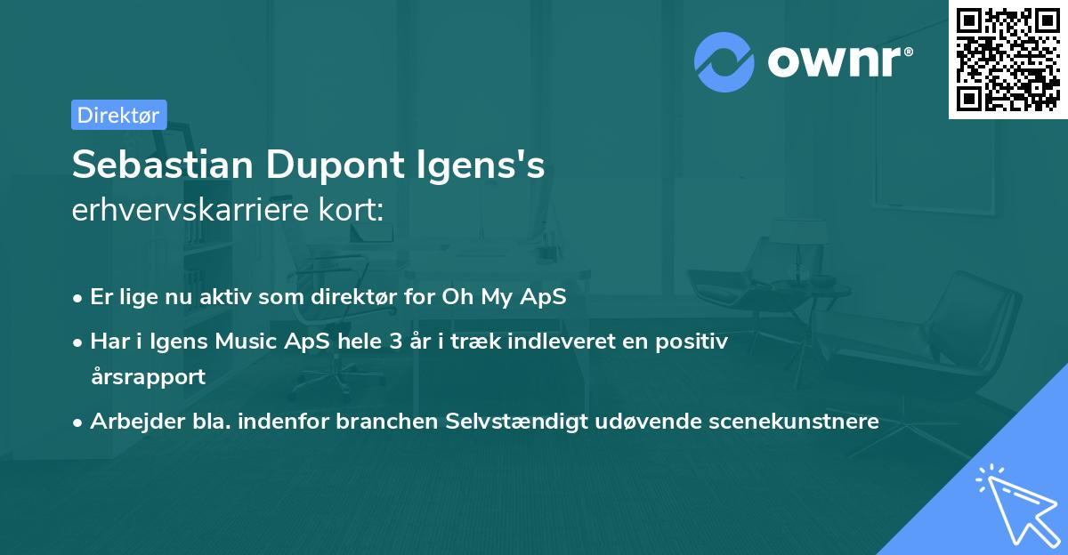 Sebastian Dupont Igens's erhvervskarriere kort