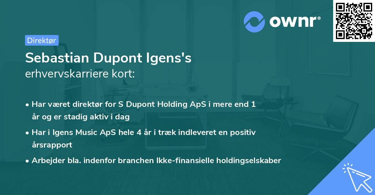 Sebastian Dupont Igens's erhvervskarriere kort