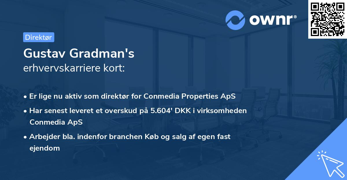 Gustav Gradman's erhvervskarriere kort