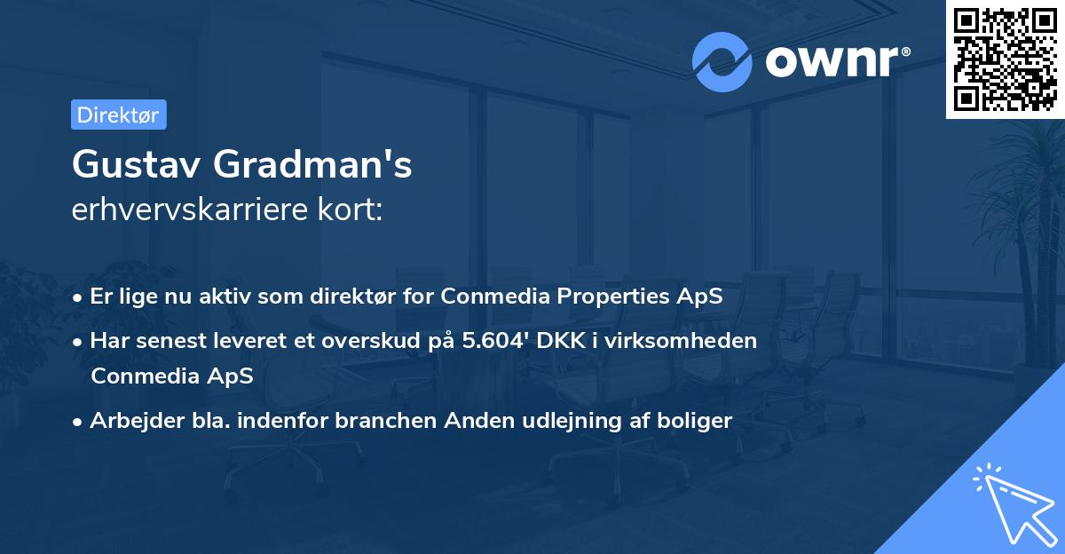 Gustav Gradman's erhvervskarriere kort