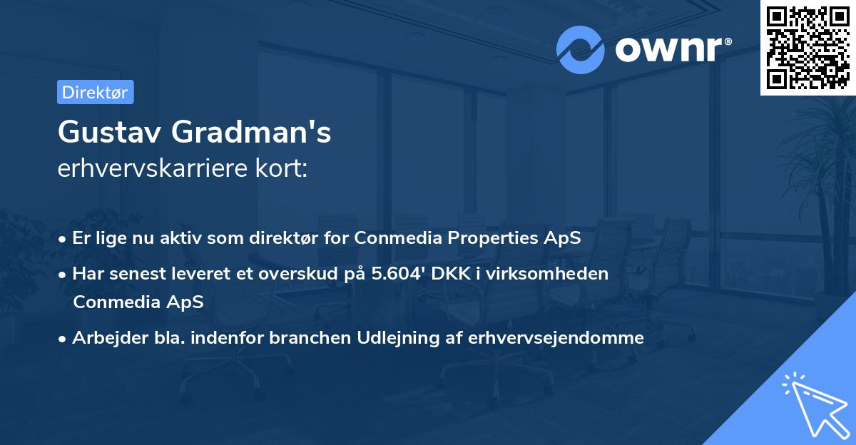 Gustav Gradman's erhvervskarriere kort