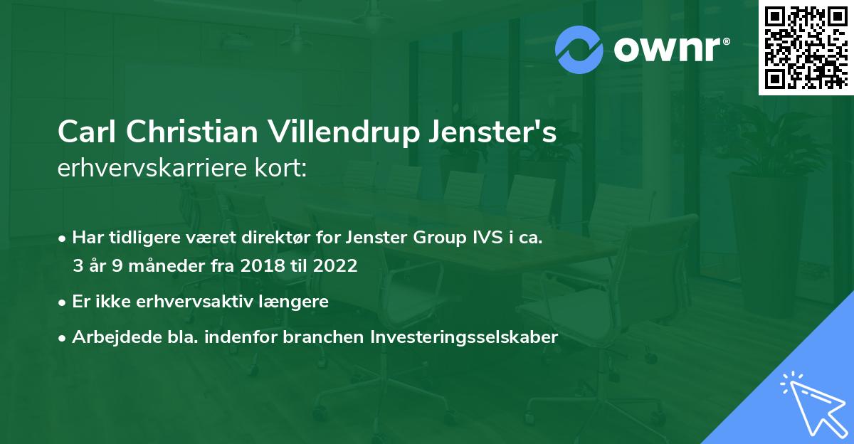 Carl Christian Villendrup Jenster's erhvervskarriere kort