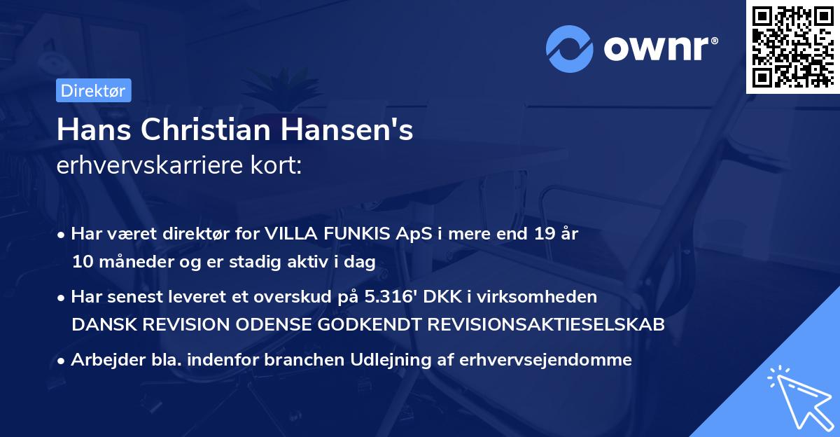 Hans Christian Hansen's erhvervskarriere kort