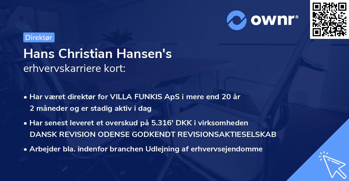 Hans Christian Hansen's erhvervskarriere kort