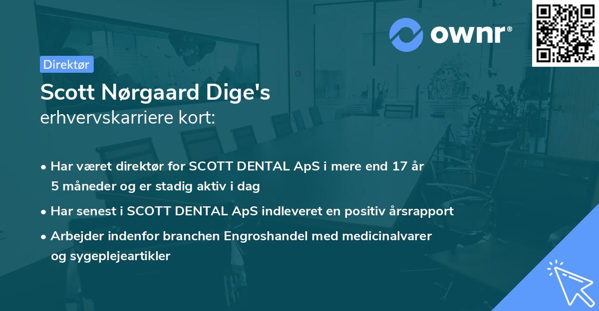 Scott Nørgaard Dige's erhvervskarriere kort