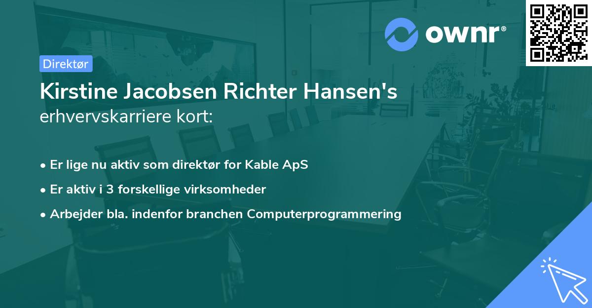 Kirstine Jacobsen Richter Hansen's erhvervskarriere kort