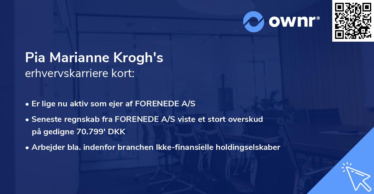 Pia Marianne Krogh's erhvervskarriere kort