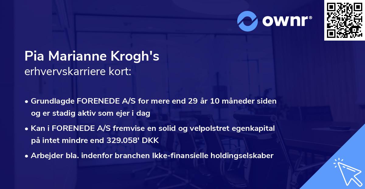 Pia Marianne Krogh's erhvervskarriere kort