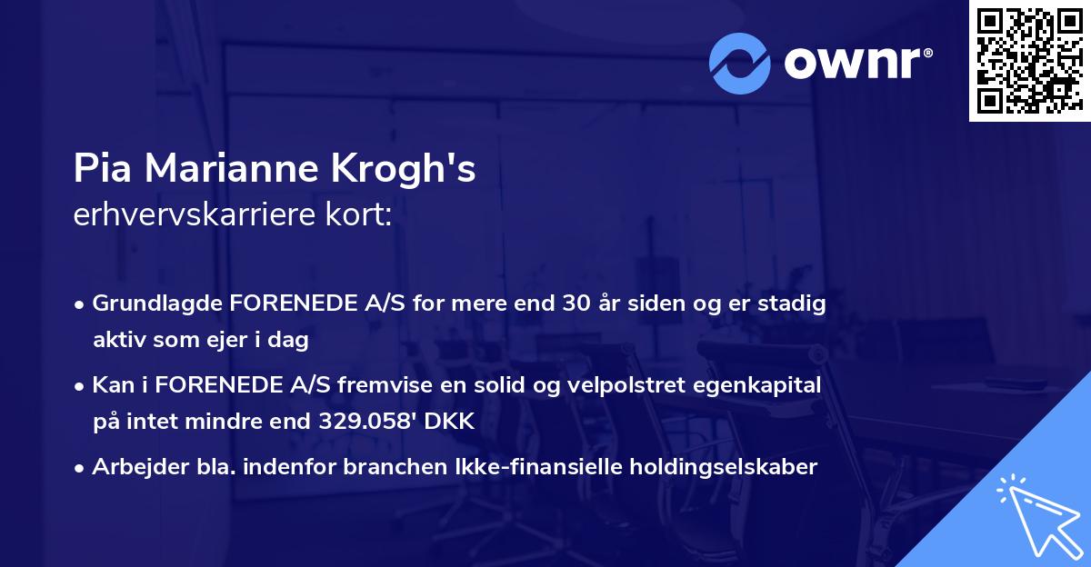 Pia Marianne Krogh's erhvervskarriere kort