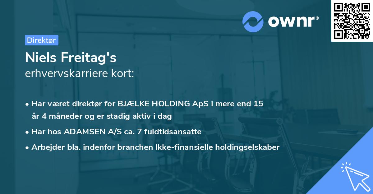 Niels Freitag's erhvervskarriere kort