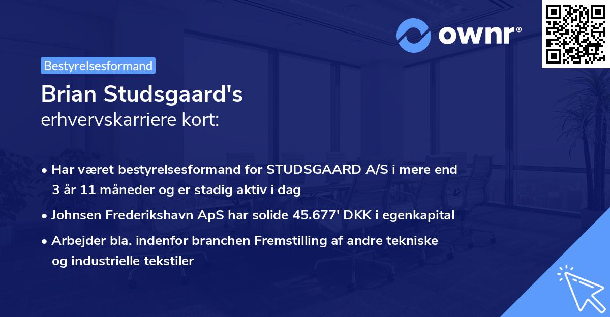 Brian Studsgaard's erhvervskarriere kort