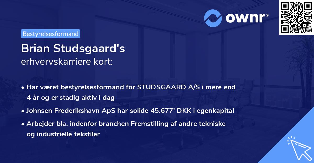Brian Studsgaard's erhvervskarriere kort