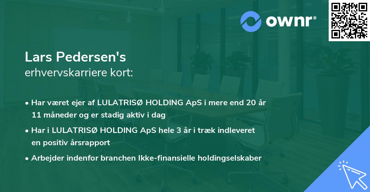 Lars Pedersen's erhvervskarriere kort