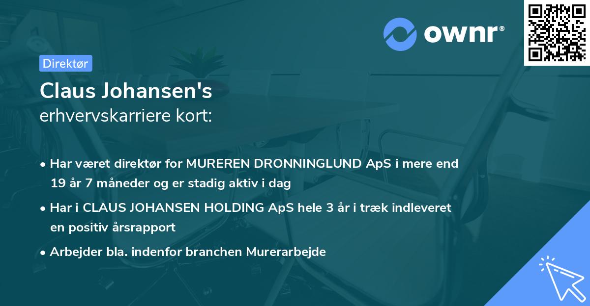 Claus Johansen's erhvervskarriere kort