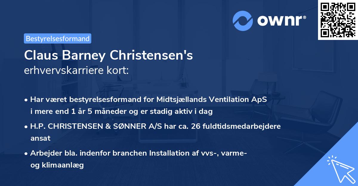 Claus Barney Christensen's erhvervskarriere kort