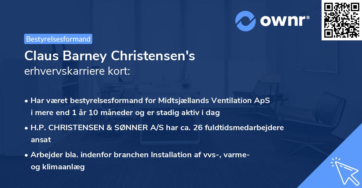 Claus Barney Christensen's erhvervskarriere kort